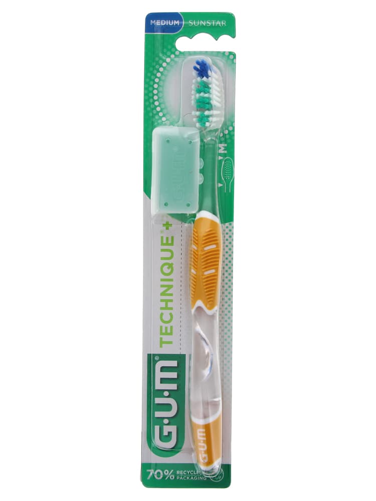 Gum Brosse à Dents Technique®+ Médium Normale - Couleur : Jaune Moutarde