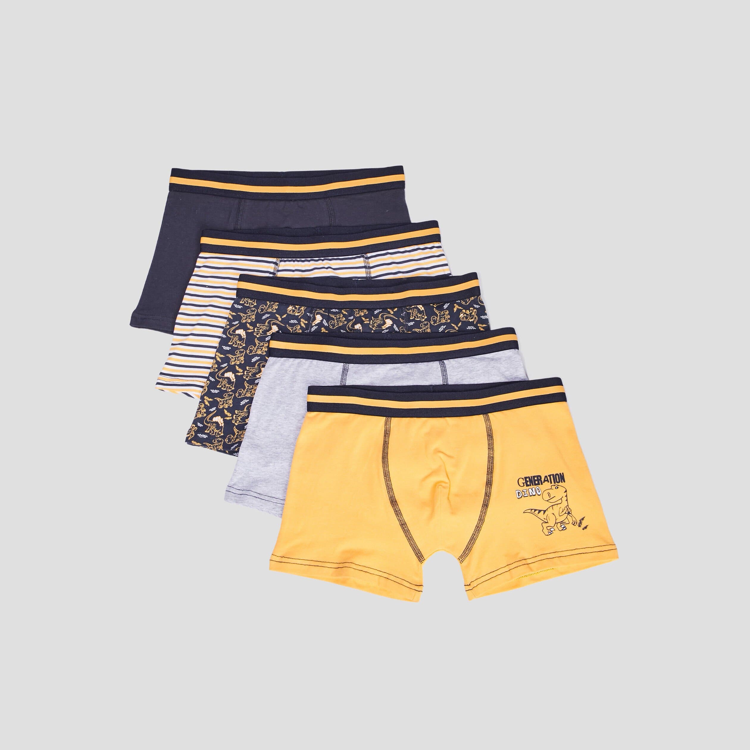 Lot 5 boxers jaune moutarde garçon